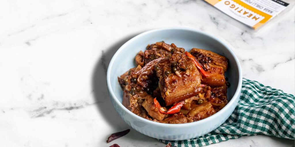 Naga Chilli Pork Cubes in a Bowl