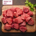 Premium mutton boneless pieces in a Meatigo pack